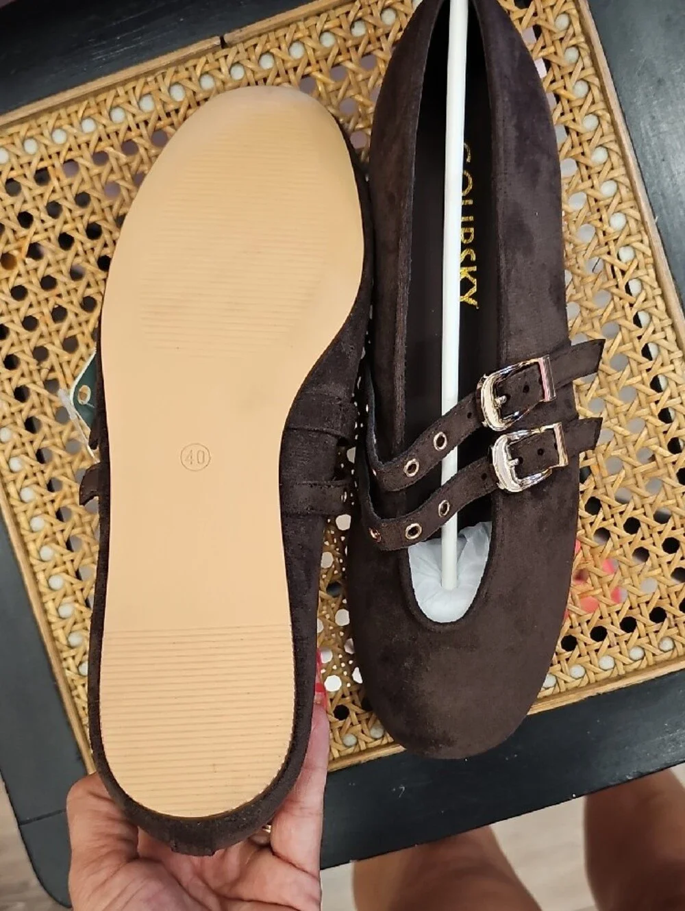 Brown Suede Double-Buckle Mary Jane Shoes for Men